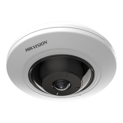 Cameră IP fisheye Hikvision 5MP, IR 8m, microfon integrat, PoE