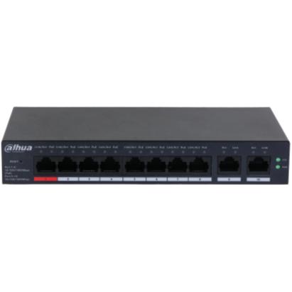 Switch Dahua Gigabit cu 10 porturi, 8 PoE si management inteligent