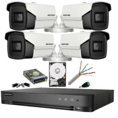 Kit supraveghere Hikvision 8MP 4K cu 4 camere IR 80m, DVR AcuSense si HDD 2TB