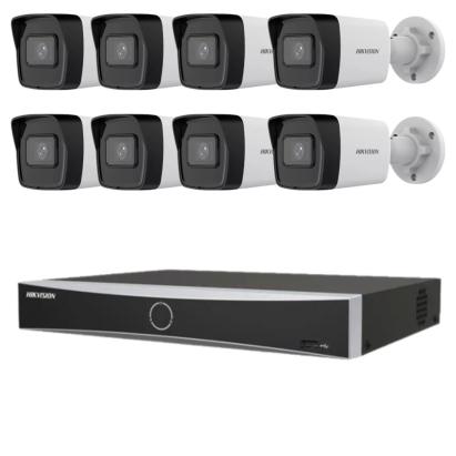 Sistem supraveghere Hikvision cu 8 camere IP 4MP IR 30m si NVR AcuSense