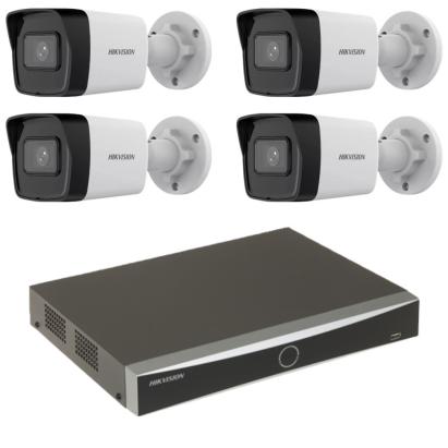 Sistem supraveghere Hikvision cu 4 camere IP 4MP PoE si NVR 4 canale