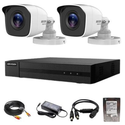 Sistem supraveghere Hikvision TurboHD cu 2 camere 2MP, DVR 4 canale si HDD 500GB