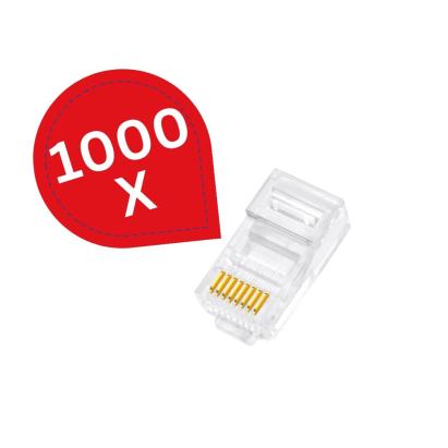 Pachet 1000 mufe RJ45 CAT5 pentru rețea, conectori din plastic și cupru