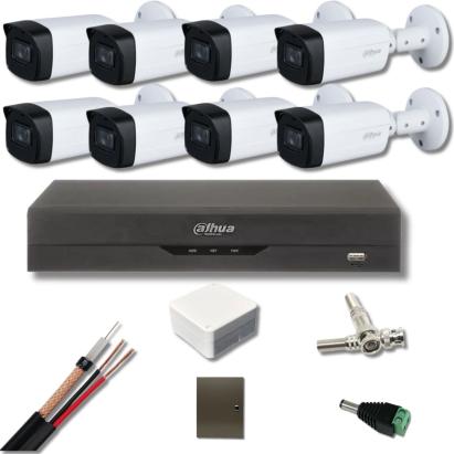 Kit supraveghere Dahua cu 8 camere 5MP Starlight, DVR 8 canale