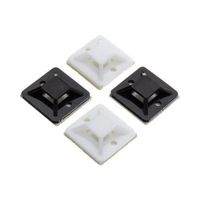 Suport autoadeziv pentru coliere din plastic, alb, 19x19 mm, 100 buc