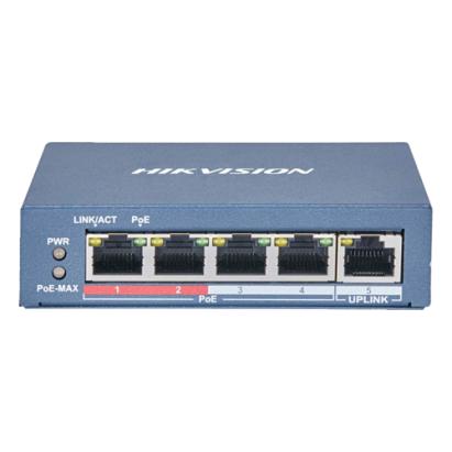Switch PoE Hikvision cu 4 porturi Fast Ethernet si uplink RJ45 Smart