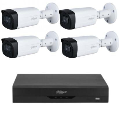 Kit supraveghere Dahua cu 4 camere 5MP, IR 80 m si DVR 4 canale 4K