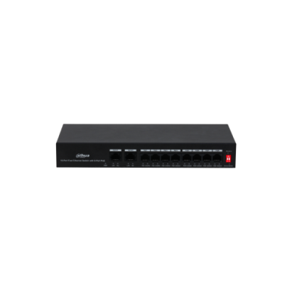 Switch PoE Dahua cu 10 porturi Fast Ethernet, 8 PoE, 250 m, 65W