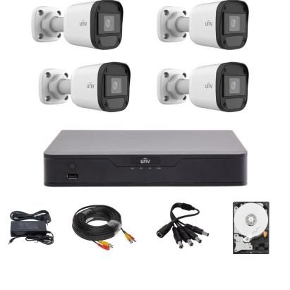 Sistem supraveghere Uniview cu 4 camere 5MP, DVR hibrid, HDD si IR 20 m