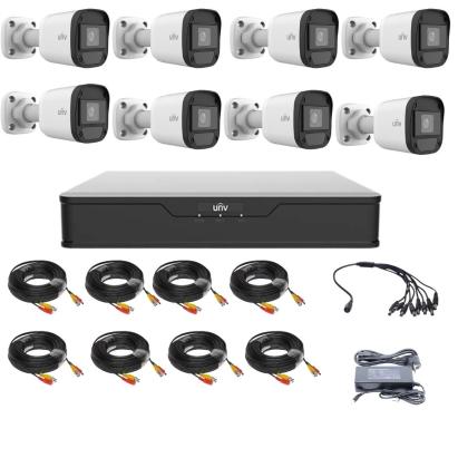 Kit supraveghere Uniview cu 8 camere 5MP, IR 20m si XVR 8 canale