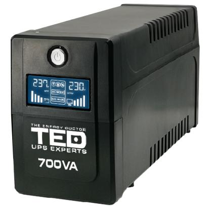 UPS TED 700VA/400W line interactive cu LCD, stabilizator si 2 prize Schuko