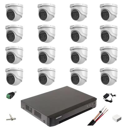 Sistem supraveghere Hikvision cu 16 camere 5MP, DVR AcuSense si accesorii