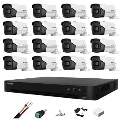 Sistem supraveghere video Hikvision cu 16 camere 8MP, DVR 4K și accesorii