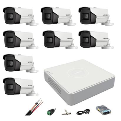 Sistem supraveghere Hikvision cu 8 camere 8MP, IR 60 m si DVR 4K
