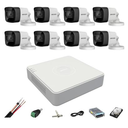 Sistem supraveghere Hikvision cu 8 camere 8MP, DVR 8 canale si HDD 2TB