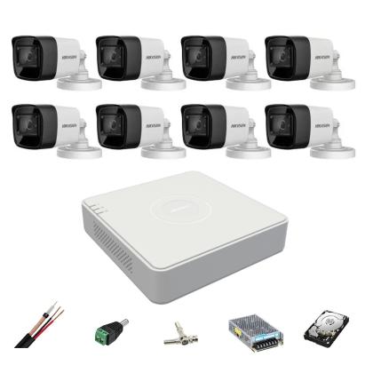 Sistem supraveghere Hikvision 8 camere exterior 8MP, DVR 4K, HDD
