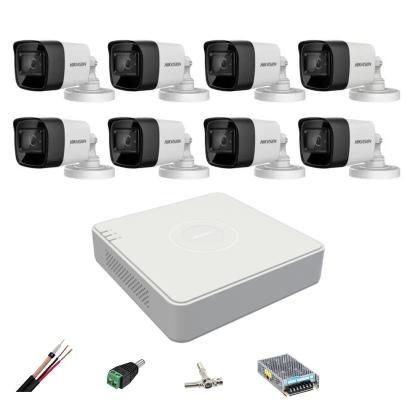 Sistem supraveghere Hikvision cu 8 camere exterior 8MP, DVR 4K si accesorii