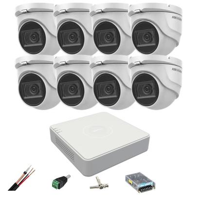 Sistem supraveghere Hikvision cu 8 camere 8MP, DVR 4K si IR 30 m