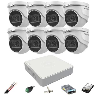 Sistem supraveghere Hikvision 8 camere 8MP cu DVR 4K si HDD 2TB