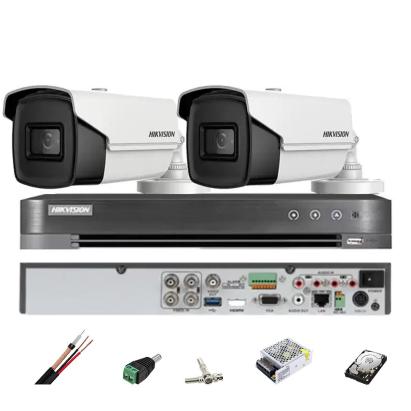 Sistem supraveghere Hikvision cu 2 camere 8MP, DVR 4 canale si HDD 1TB