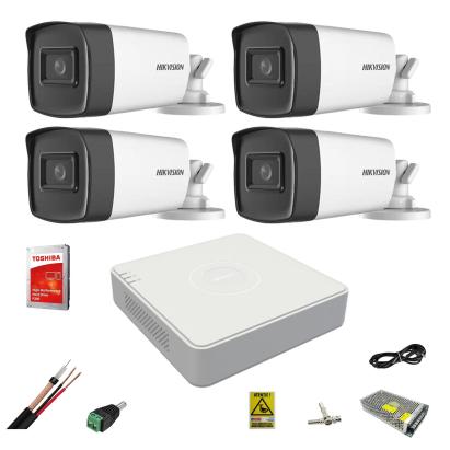 Kit supraveghere video Hikvision cu 4 camere Full HD 1080P, HDD 1TB