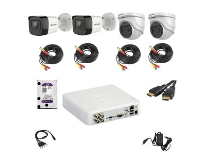 Kit supraveghere video Hikvision 5MP cu 4 camere, DVR 4 canale si HDD 1TB