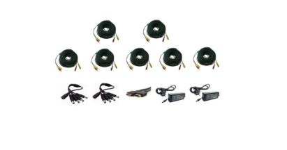 Kit accesorii pentru sisteme de supraveghere 7 camere cu cabluri, surse si HDMI