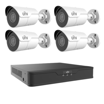 Sistem supraveghere IP PoE UNV cu 4 camere Starlight 4MP si NVR 8MP