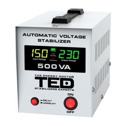 Stabilizator de tensiune 500VA cu AVR, LCD si 2 prize Schuko