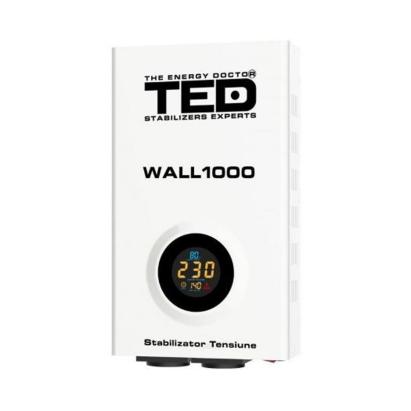 Stabilizator de tensiune 1000VA AVR LCD cu 2 prize Schuko, montaj pe perete