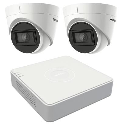 Sistem supraveghere video Hikvision cu 2 camere 5MP, IR 40 m si DVR 4 canale