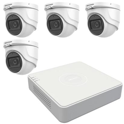 Sistem supraveghere Hikvision cu 4 camere interior 5MP, audio si DVR TurboHD