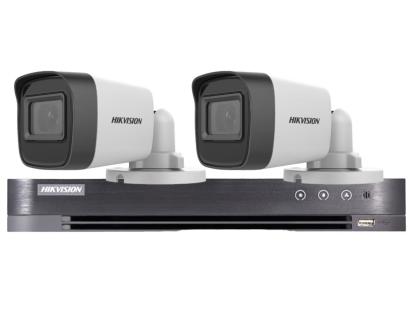 Sistem supraveghere Hikvision cu 2 camere 5MP, audio si DVR 4 canale