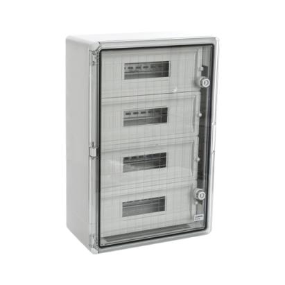 Cutie modulară IP65 gri cu ușă transparentă, 3x15 module, 350x500x190 mm