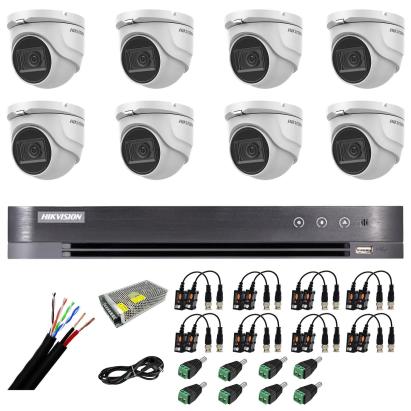 Sistem supraveghere Hikvision cu 8 camere 8MP, DVR 4K si accesorii