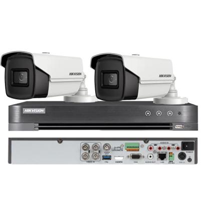 Sistem de supraveghere Hikvision cu 2 camere bullet 8MP, IR 80 m si DVR 4K
