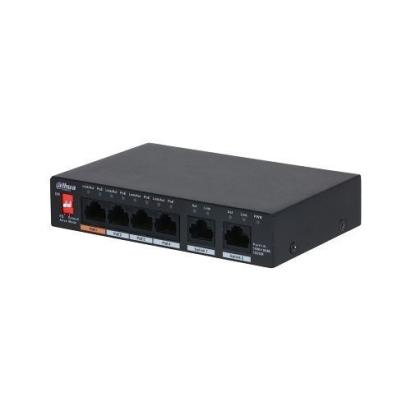 Switch PoE Dahua PFS3006-4GT-60-V2, 6 porturi Gigabit, 4 PoE, 60W