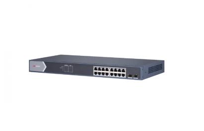 Switch PoE Gigabit Hikvision cu 16 porturi Smart Management si uplink fibra
