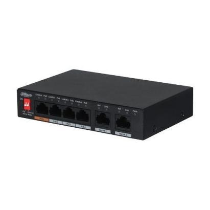 Switch PoE Dahua PFS3006-4ET-60-V2, 4+2 porturi, 60W, 250 m