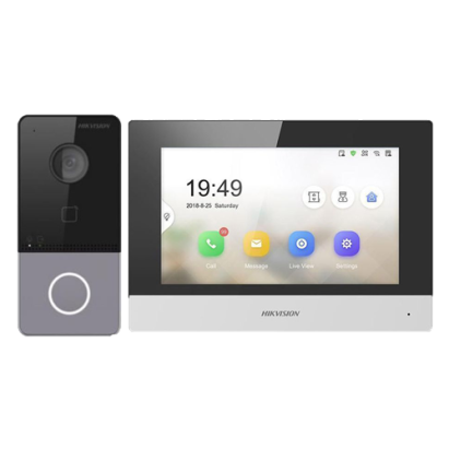 Kit videointerfon IP Hikvision pentru 1 familie, monitor 7 inch Wi‑Fi