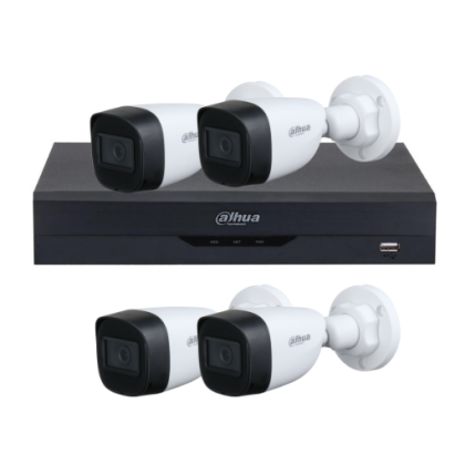 Kit supraveghere Dahua cu 4 camere 5MP, IR 30 m si DVR 4 canale AI