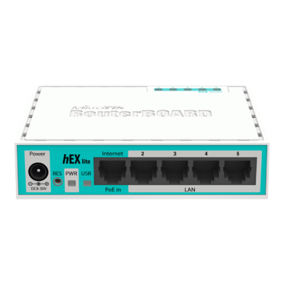 Router MikroTik hEX Lite RB750r2 cu 5 porturi Fast Ethernet si RouterOS L4