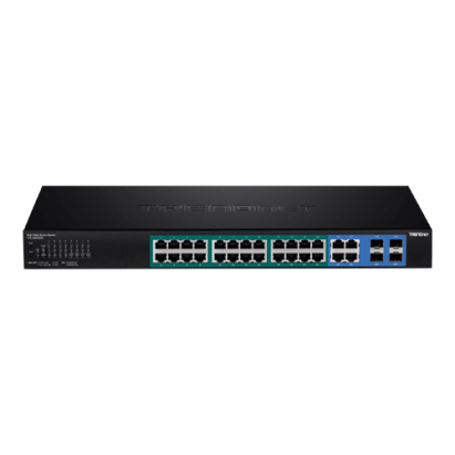 Switch PoE+ Gigabit Web Smart TRENDnet cu 28 porturi si 4 uplink SFP