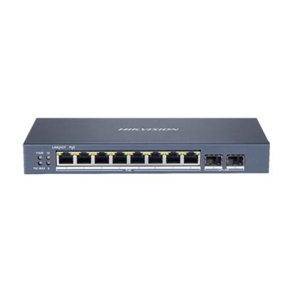 Switch Gigabit PoE Hikvision cu 8 porturi si 2 SFP uplink, Smart Management