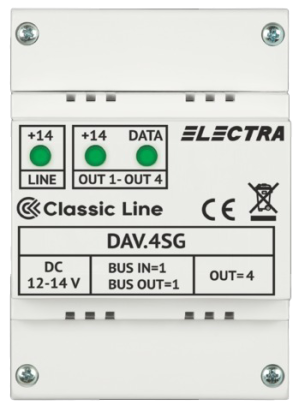 Doza derivatie video Electra DAV.4SG Classic cu 4 iesiri, montaj DIN