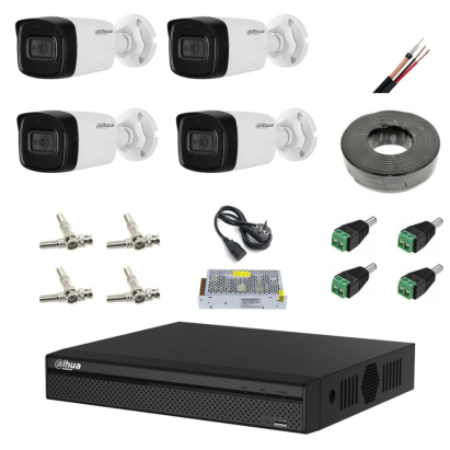 Kit supraveghere Dahua 4 camere 8MP 4K cu microfon, IR 80 m si DVR