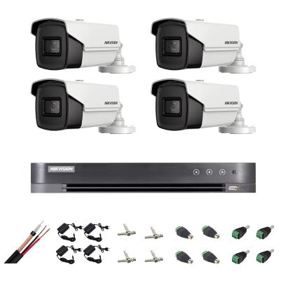 Kit supraveghere Hikvision 4 camere 8MP 4K exterior cu IR 80 m
