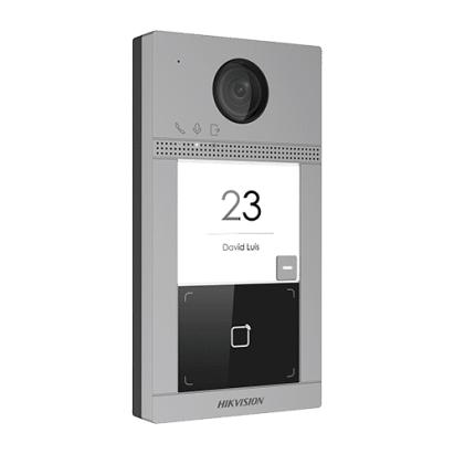 Videointerfon IP exterior Hikvision pentru 1 familie, Wi-Fi si control acces