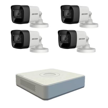 Sistem supraveghere Hikvision cu 4 camere exterior 5MP IR 80m si DVR