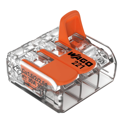 Conector rapid derivatie 3 fire WAGO 221-613, max. 6 mm², set 30 buc